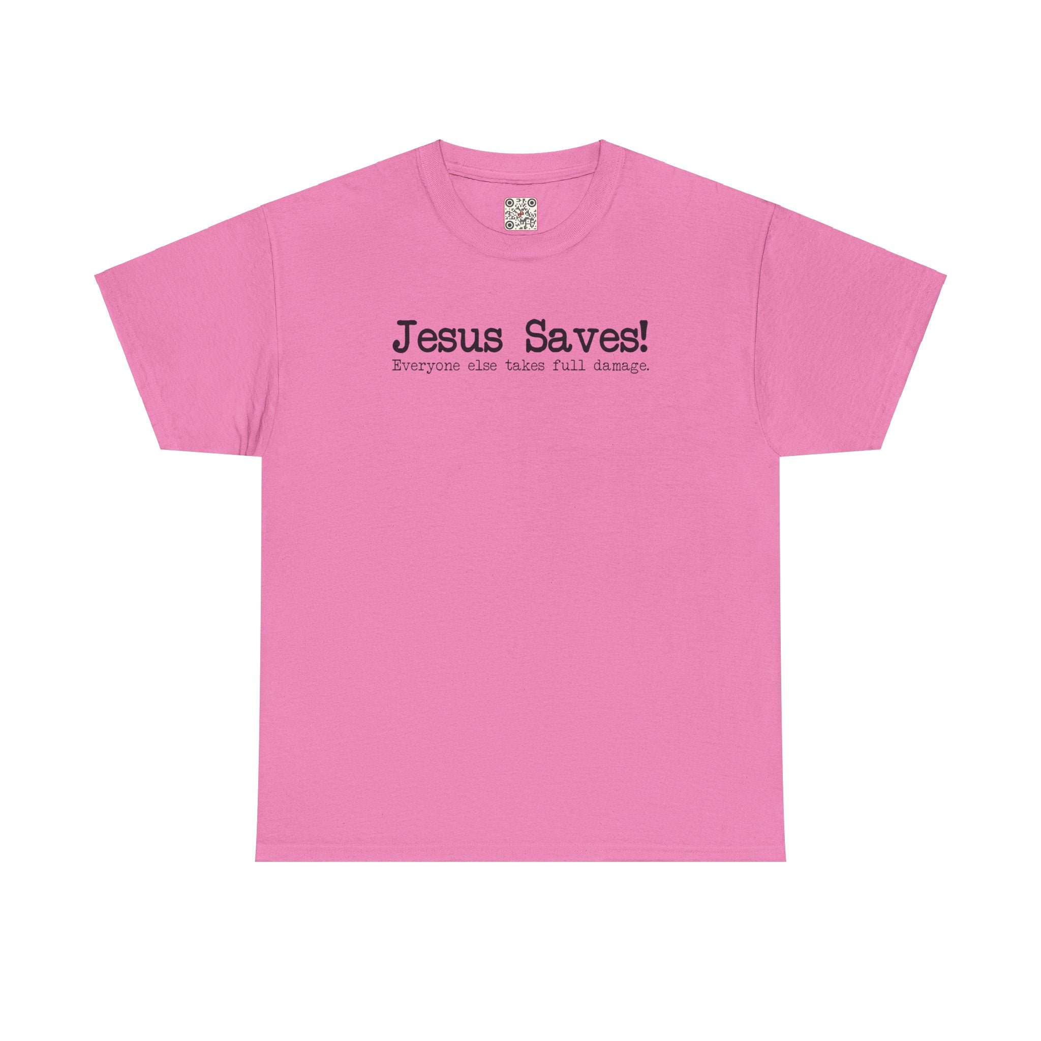 Load image into Gallery viewer, "Jesus Saves! Everyone Else Takes Full Damage" - Unisex Heavy Cotton Tee