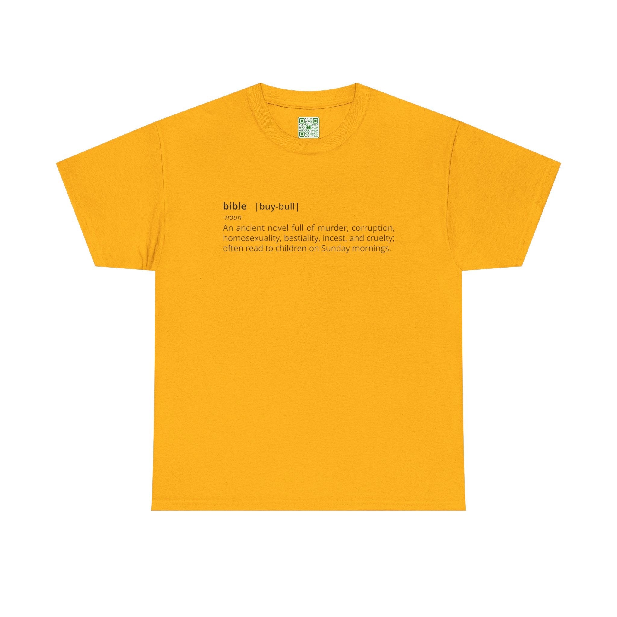 Load image into Gallery viewer, "Bible - An ancient novel full of murder, corruption, homosexuality, bestiality, incest and cruelty; often read to children on Sunday mornings." - Unisex Heavy Cotton Tee