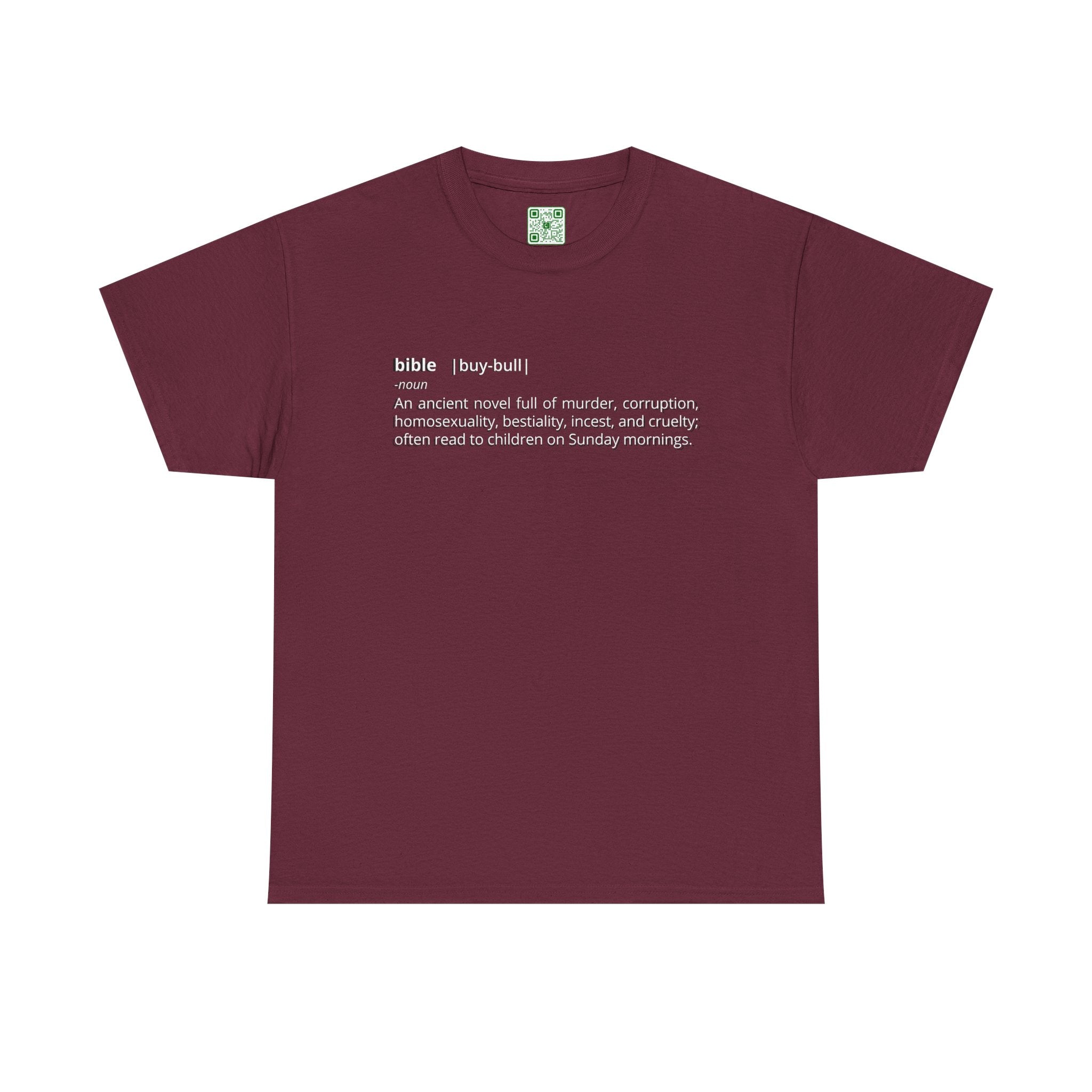 Load image into Gallery viewer, "Bible - An ancient novel full of murder, corruption, homosexuality, bestiality, incest and cruelty; often read to children on Sunday mornings." - Unisex Heavy Cotton Tee