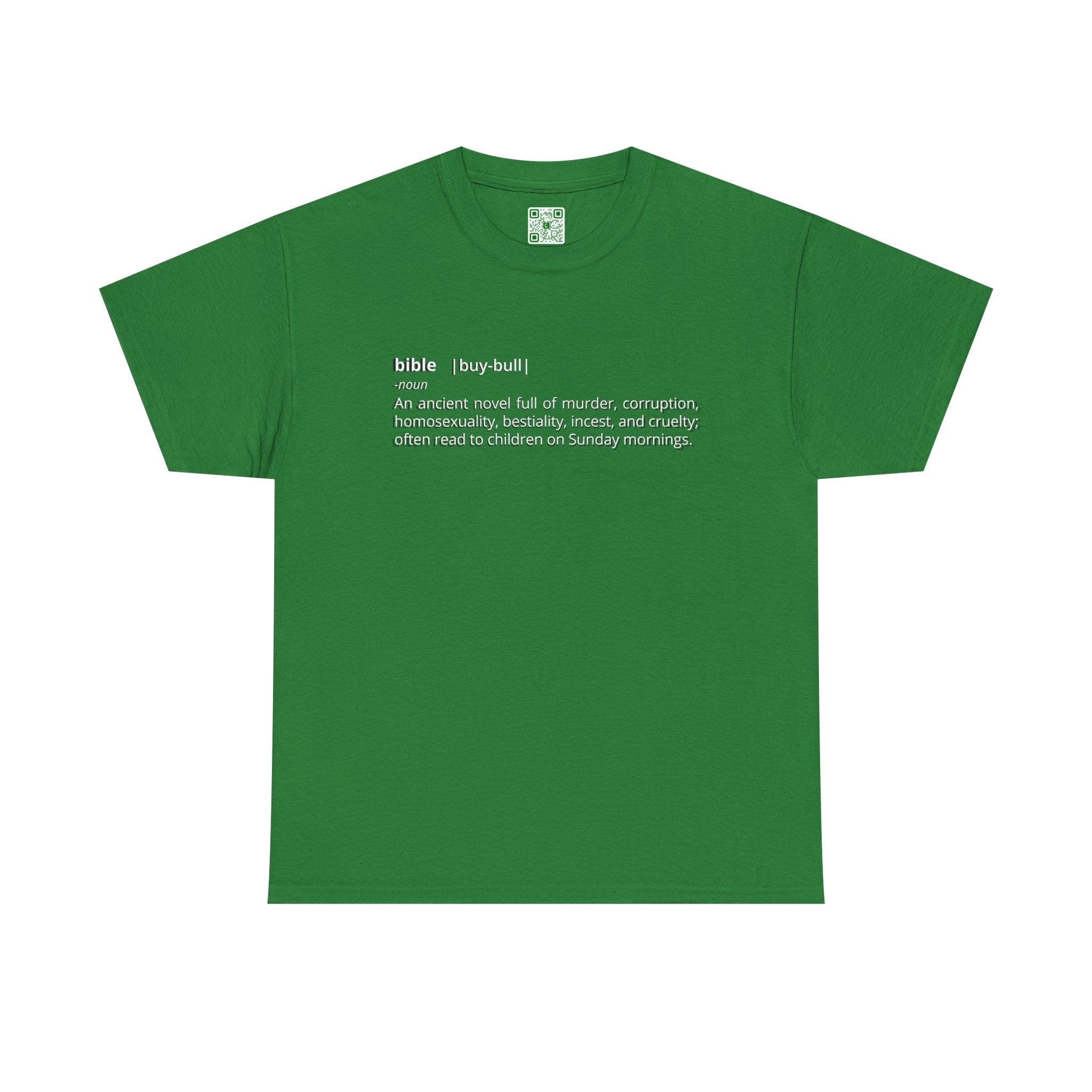Load image into Gallery viewer, "Bible - An ancient novel full of murder, corruption, homosexuality, bestiality, incest and cruelty; often read to children on Sunday mornings." - Unisex Heavy Cotton Tee