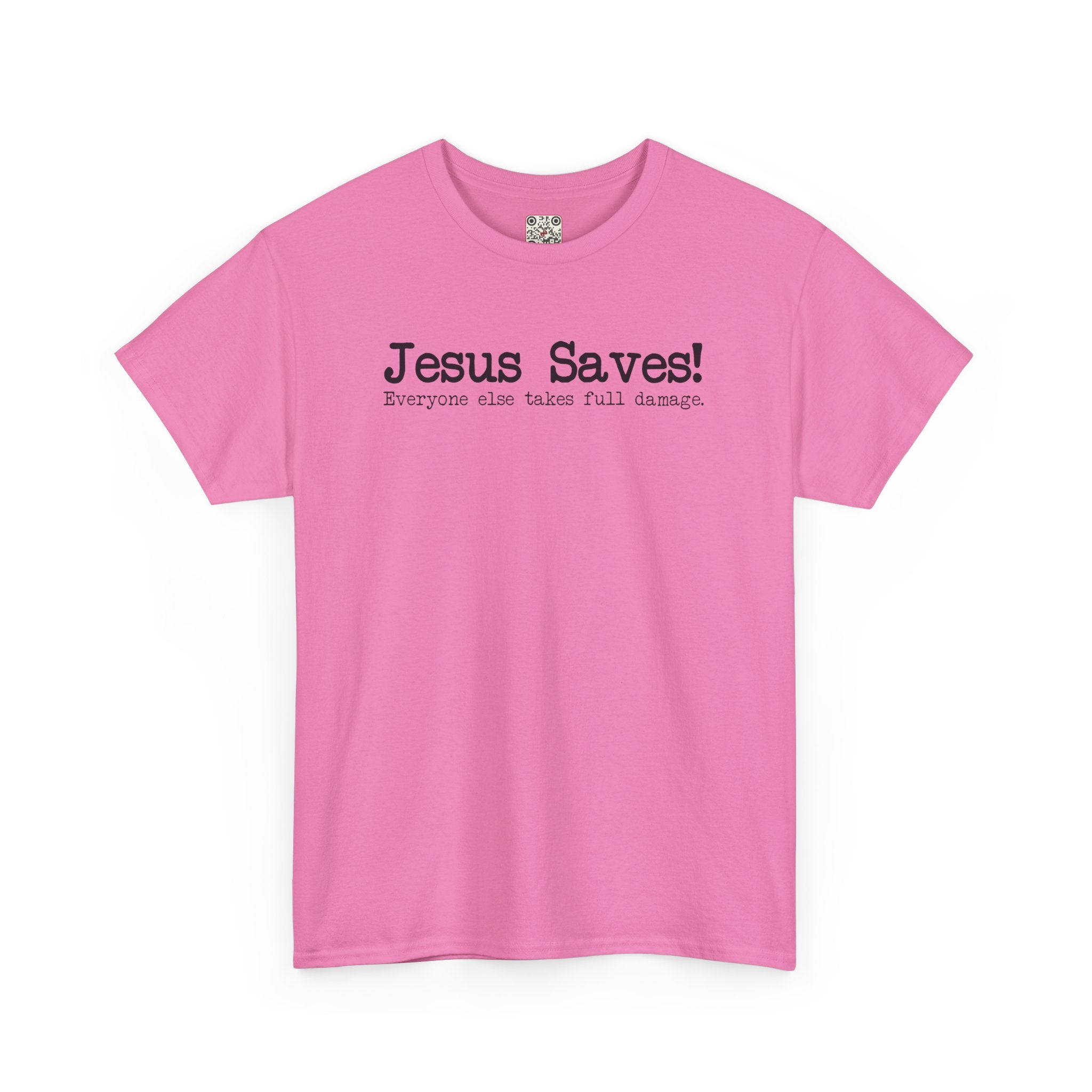 Load image into Gallery viewer, "Jesus Saves! Everyone Else Takes Full Damage" - Unisex Heavy Cotton Tee