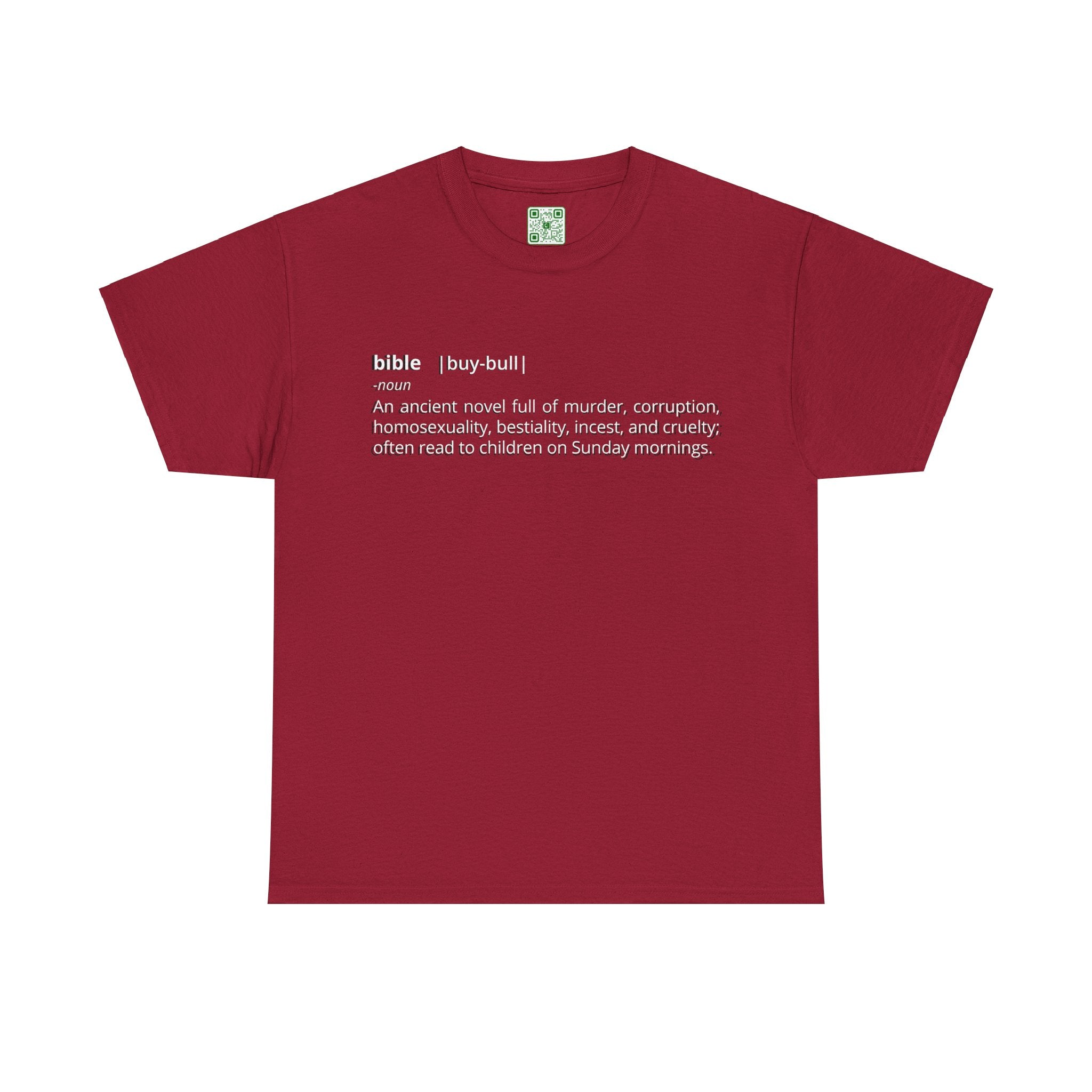 Load image into Gallery viewer, &quot;Bible - An ancient novel full of murder, corruption, homosexuality, bestiality, incest and cruelty; often read to children on Sunday mornings.&quot; - Unisex Heavy Cotton Tee
