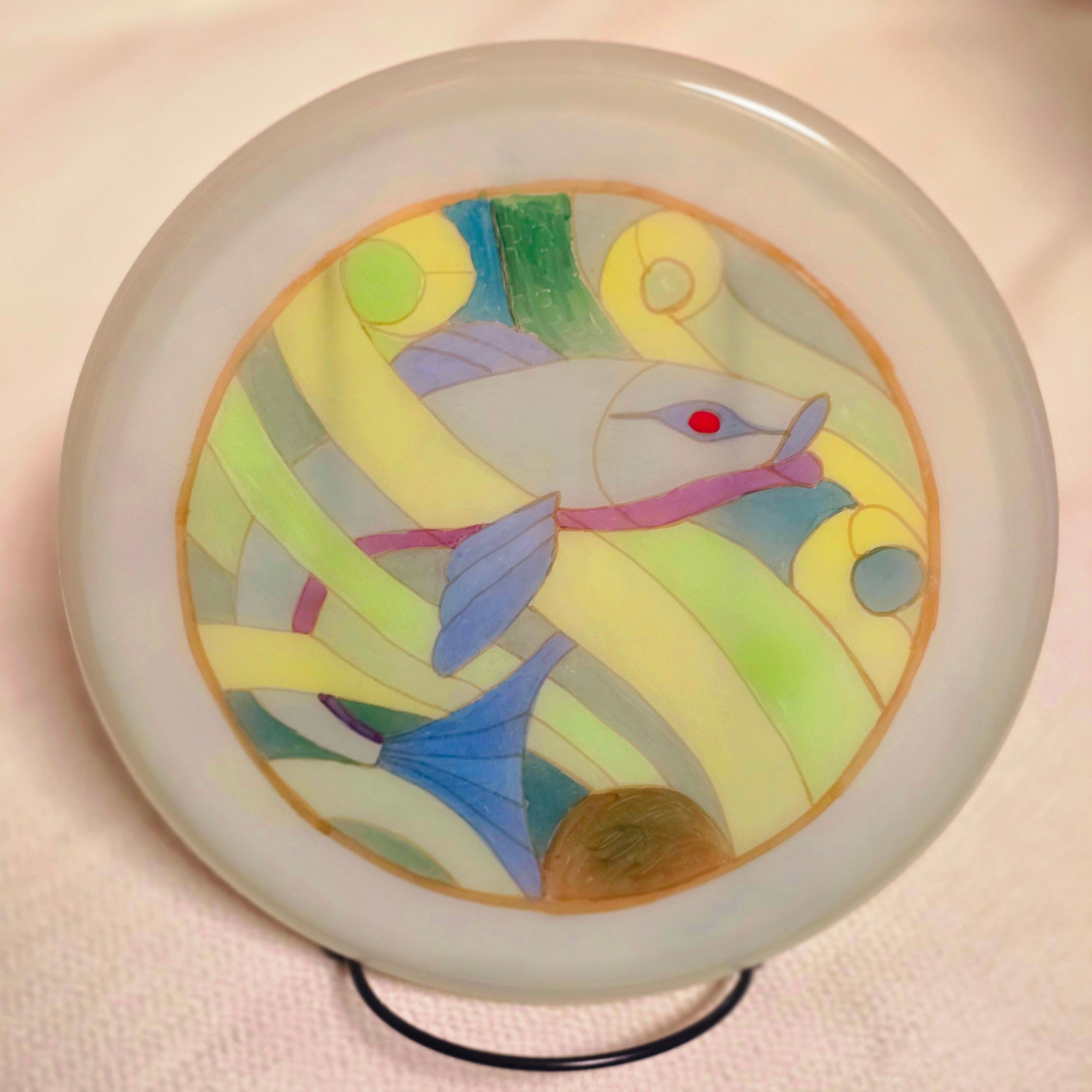 Load image into Gallery viewer, MVP Tempo w/ Custom Hand Drawn Stained-Glass Fish - Total Eclipse (White/Blue) 171g
