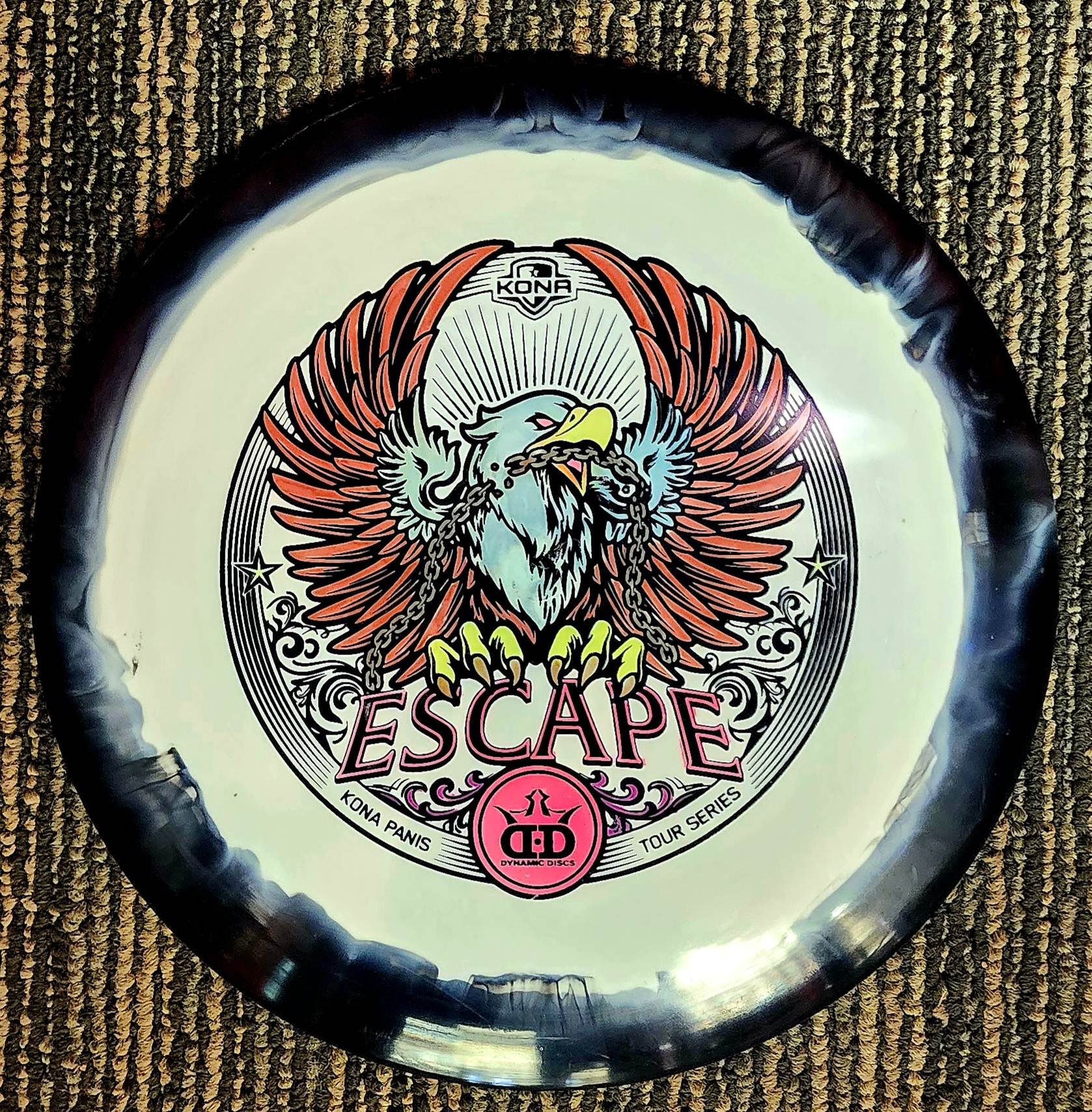 Load image into Gallery viewer, Dynamic Discs Kona Panis Tour Series Escape w/ Custom Hand Filled Stamp - Fuzion Orbit 174g
