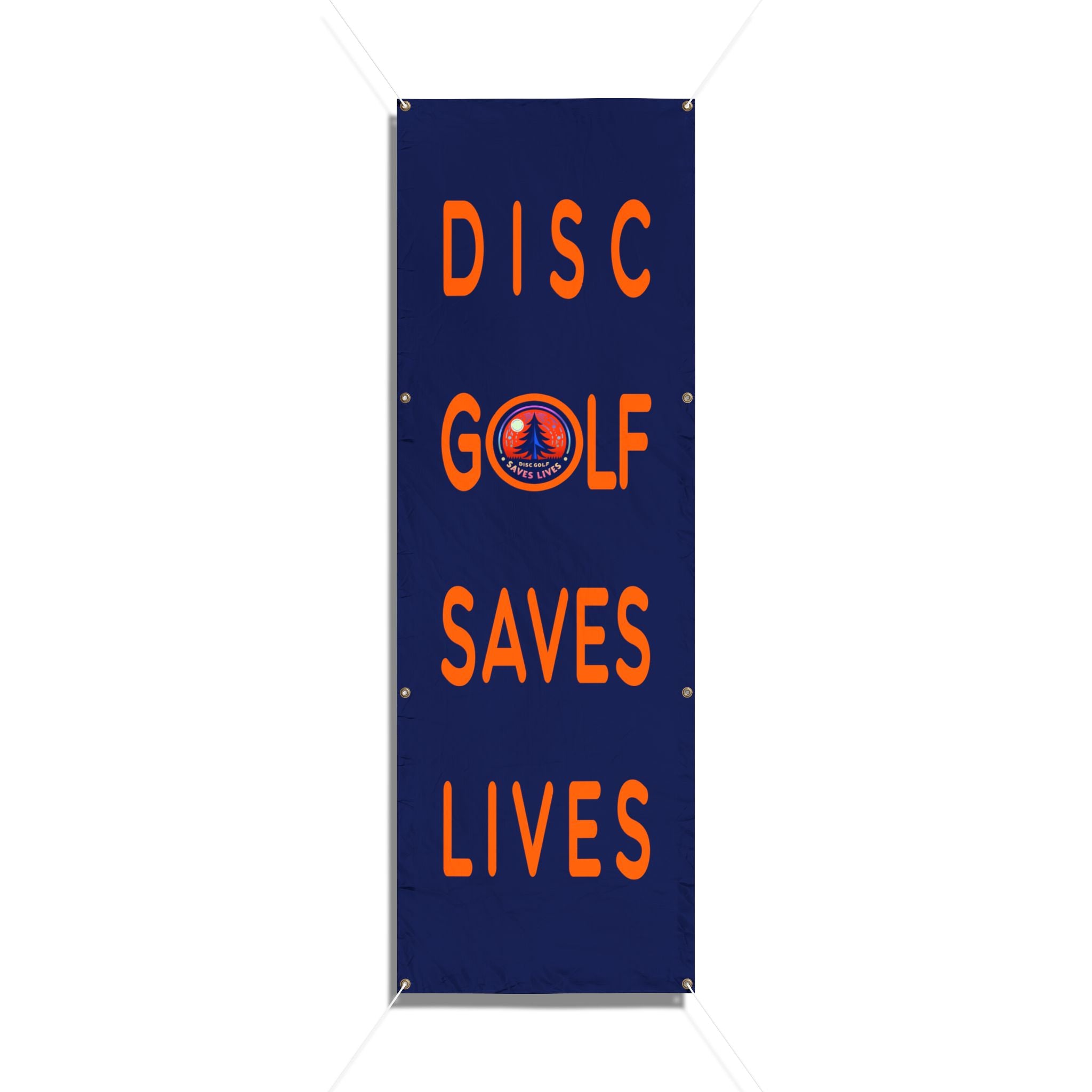 Load image into Gallery viewer, Disc Golf Saves Lives Vertical Booth Banner
