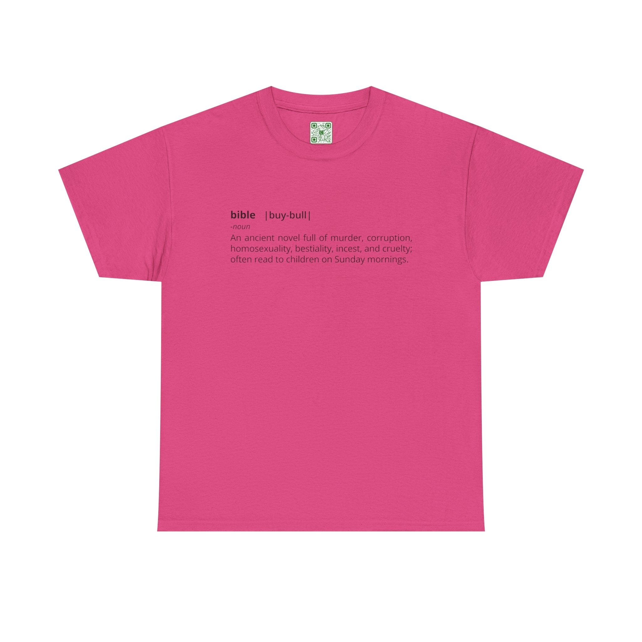 Load image into Gallery viewer, &quot;Bible - An ancient novel full of murder, corruption, homosexuality, bestiality, incest and cruelty; often read to children on Sunday mornings.&quot; - Unisex Heavy Cotton Tee
