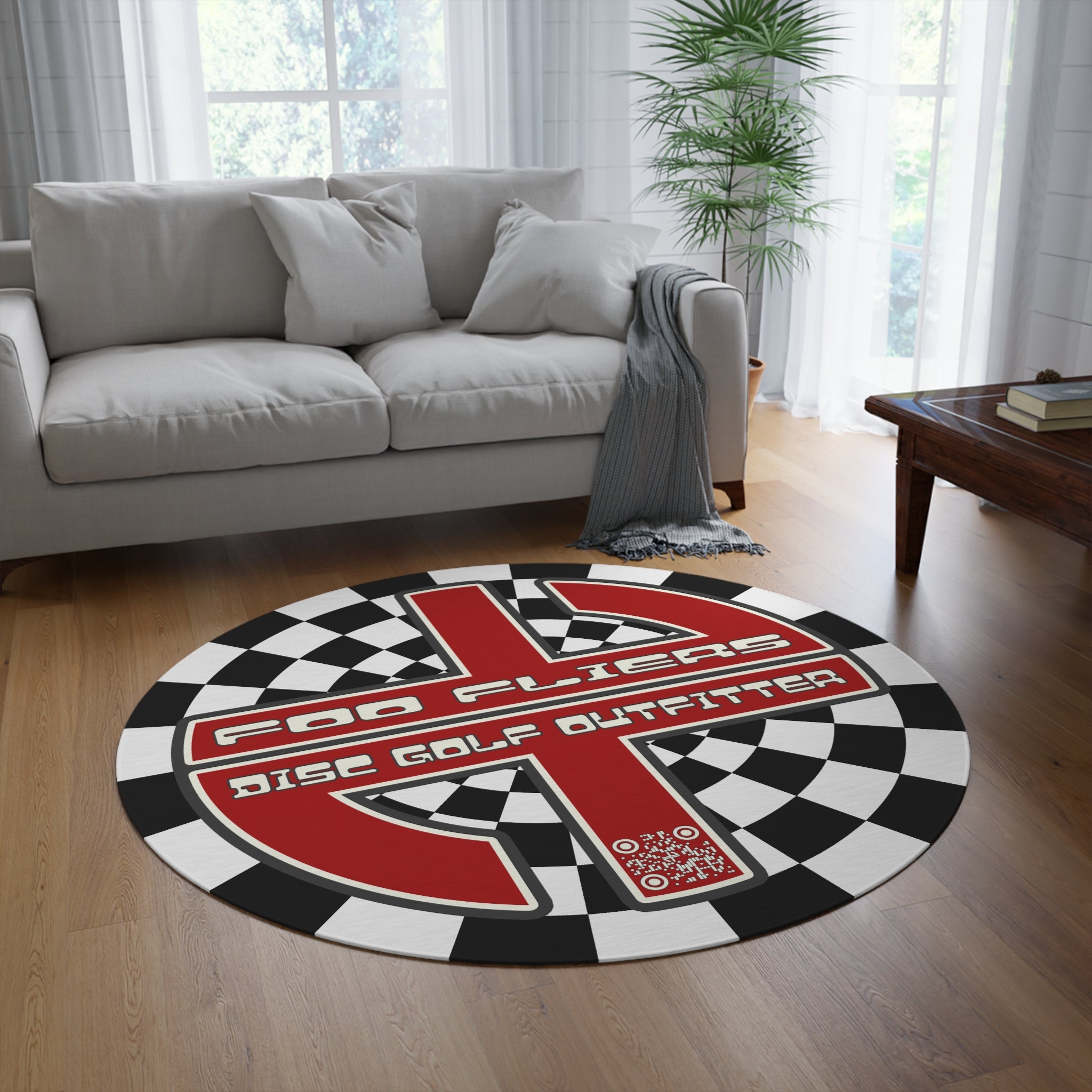 Load image into Gallery viewer, Foo Fliers DGO Checker Round Rug
