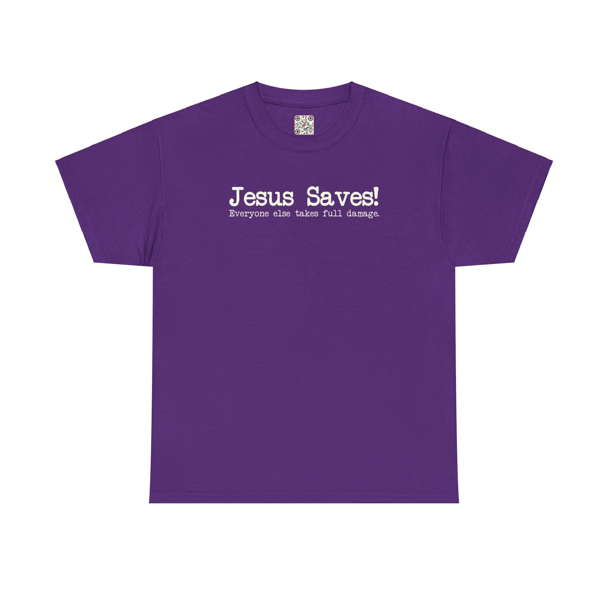 Load image into Gallery viewer, &quot;Jesus Saves! Everyone Else Takes Full Damage&quot; - Unisex Heavy Cotton Tee
