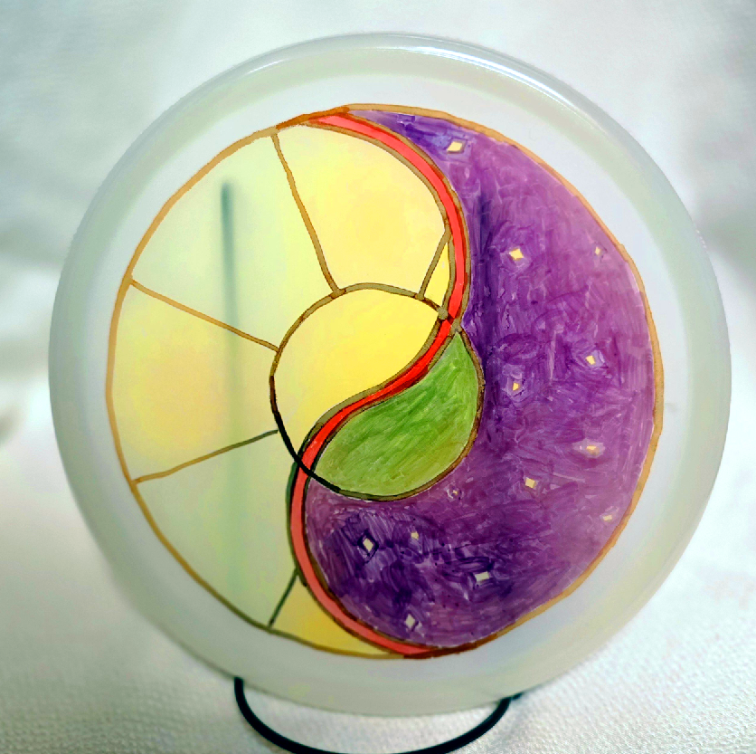 Load image into Gallery viewer, MVP Tempo w/ Custom Hand Drawn Stained-Glass Sun Moon - Total Eclipse (Blue/Purple) 168g
